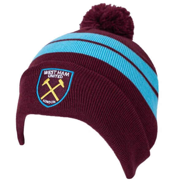 TM-06462-West-Ham-United-FC-Bar-Knit-Ski-Hat Official West Ham United FC Bar Knit Ski Hat