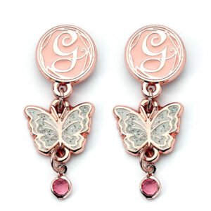 Official Wicked Rose Gold Plated Glinda Butterfly Drop Earrings
