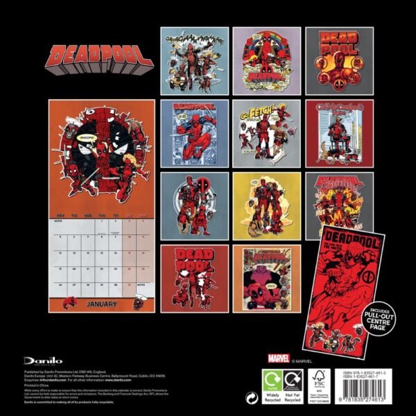 Official Deadpool Square Calendar 2026