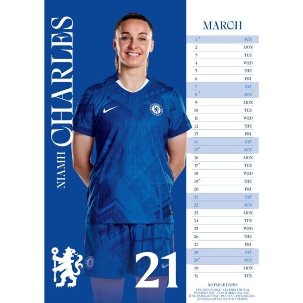 TM-07086-Chelsea-WFC-A3-Calendar-2026-1 Official Chelsea FC WFC A3 Calendar 2026