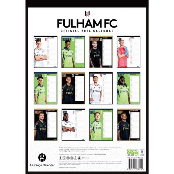 TM-07092-Fulham-FC-A3-Calendar-20263 Official Fulham FC A3 Calendar 2026