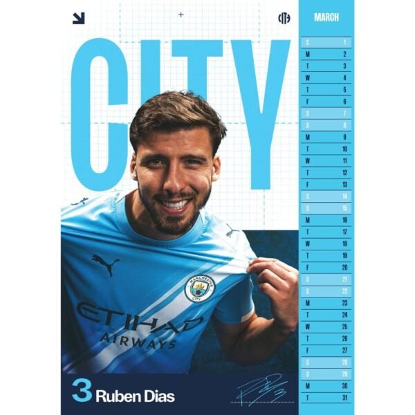 TM-07097-Manchester-City-FC-A3-Calendar-2026-1 Official Manchester City FC A3 Calendar 2026