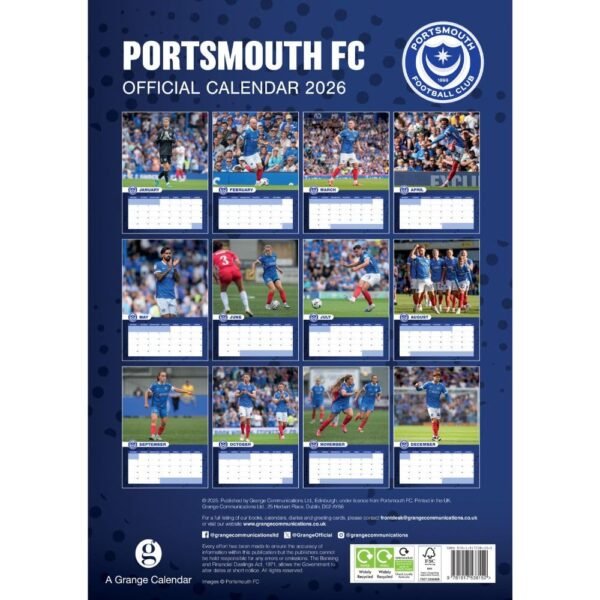Official Portsmouth FC A3 Calendar 2026