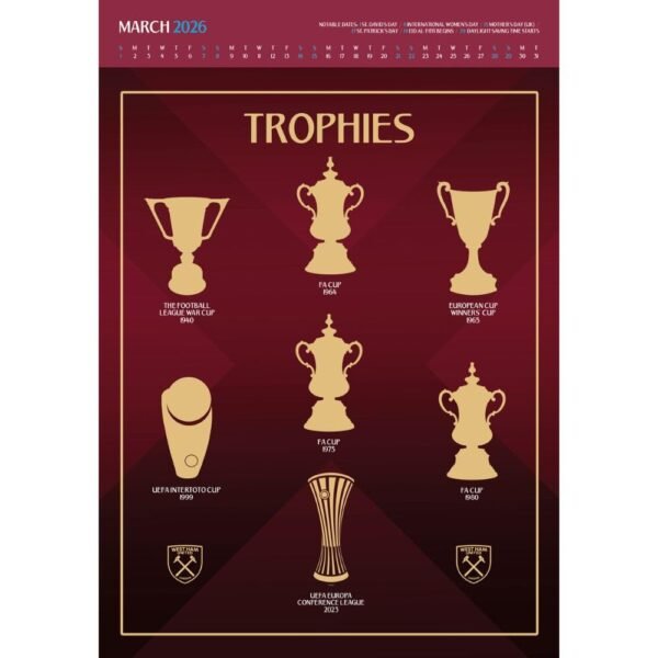 TM-07131-West-Ham-United-FC-Deluxe-Calendar-20261 Official West Ham United FC Deluxe Calendar 2026