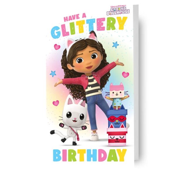 Official Gabby's Dollhouse Glittery Birthday Card