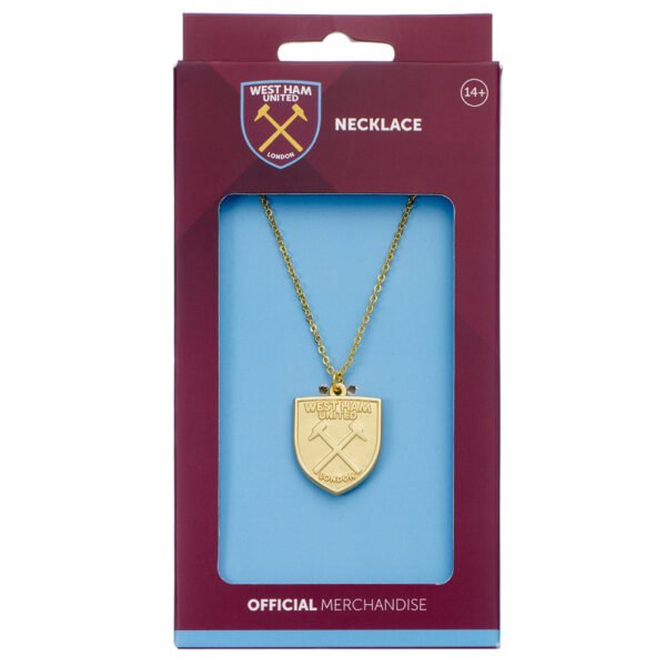 Official West Ham United FC Gold Finish Crest Necklace