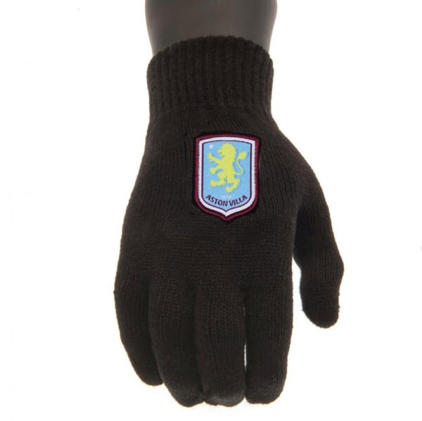 TM-07309-Aston-Villa-FC-Knitted-Gloves-Junior-1 Official Aston Villa FC Knitted Gloves Junior