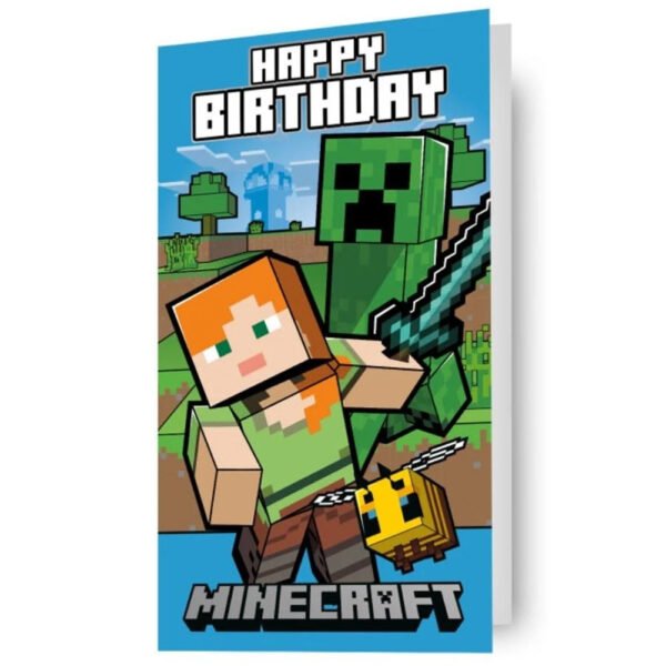 Official Minecraft Alex & Creeper Birthday Card
