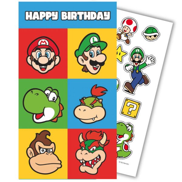 Official Super Mario Birthday Card With Stickers